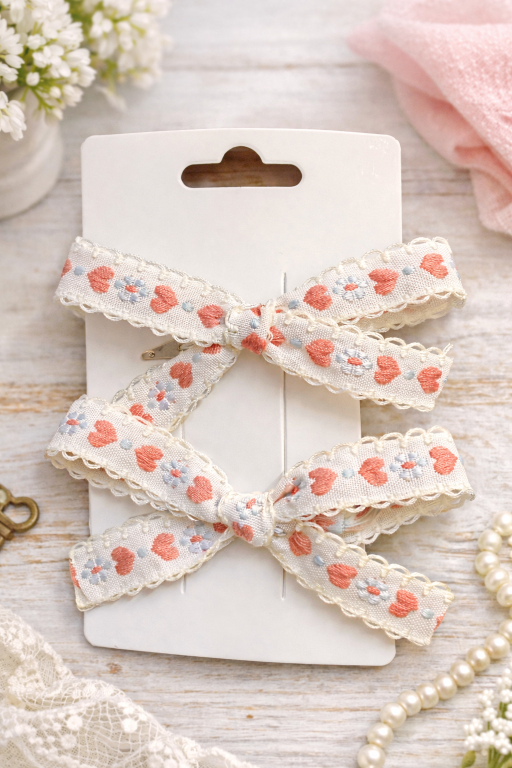 Blushing Meadow Skinny Bow Clip Set