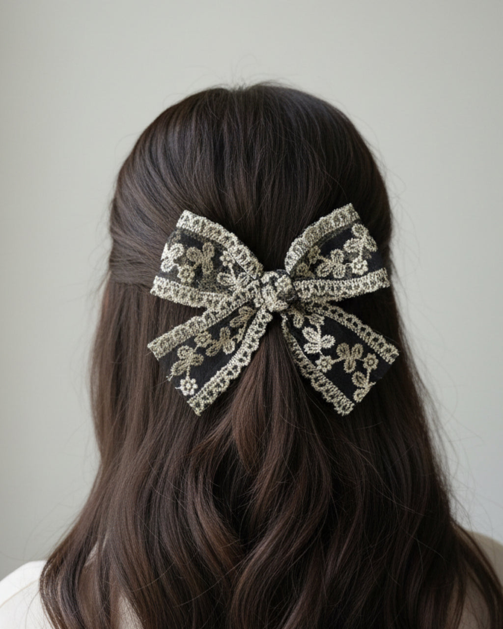 Smoky Gold - Custom Lace Bows on Clips